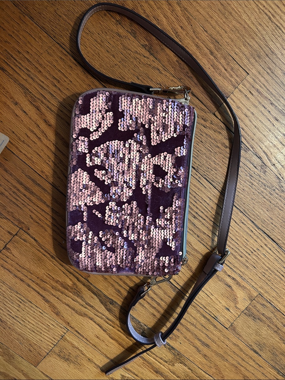 Anthropologie Street Level velour and sequin bag